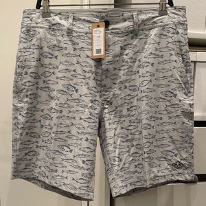 NWT Sperry Gray Fish Print Board Shorts
